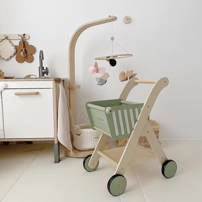 Wooden Activity Baby Walker Children Role Play Toys Simulation Supermarket Shopping Cart Early Learning Education Toys for Kids