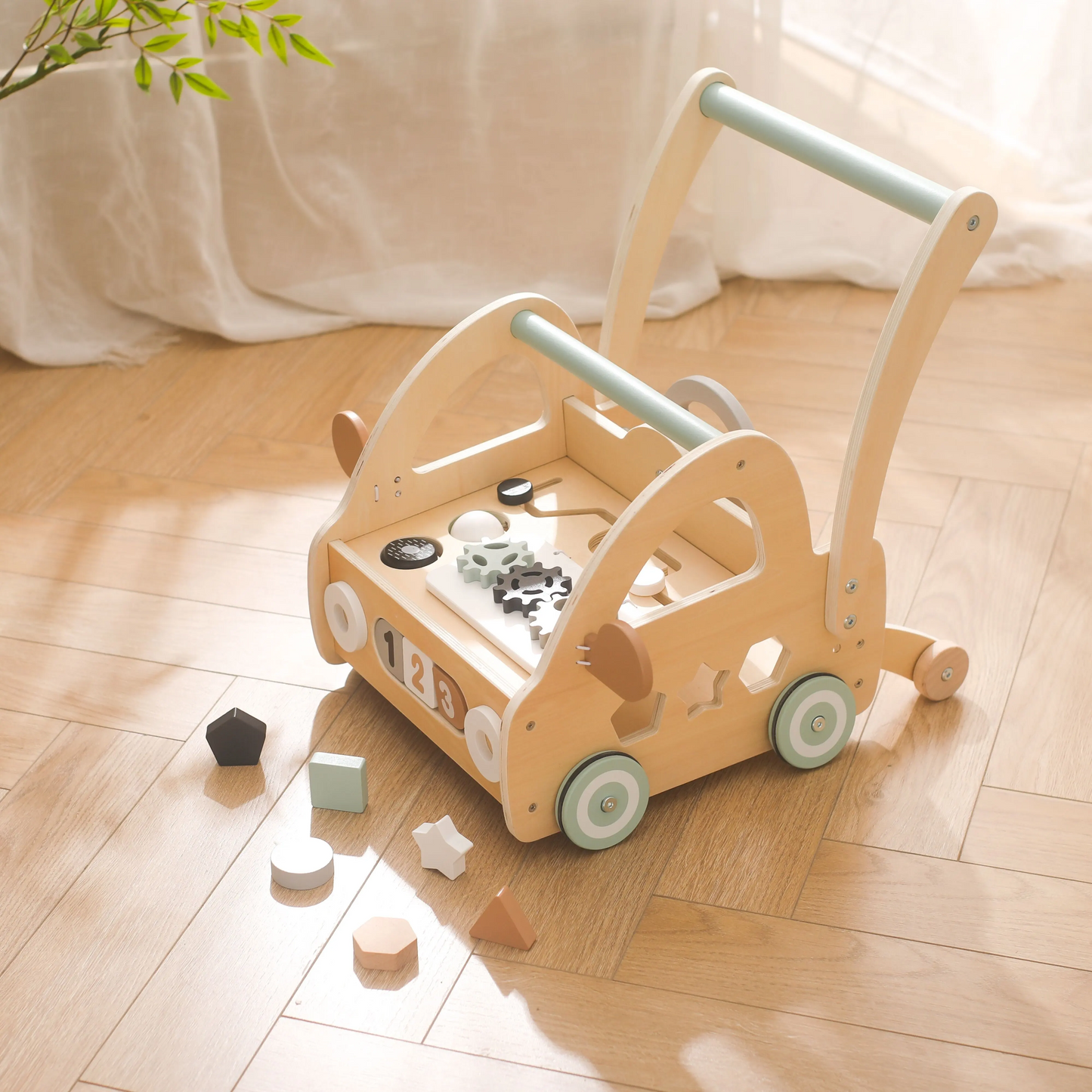 Wooden Activity Baby Walker Multifunction Wooden Cognitive Toys Learning Educational Toys for Kids