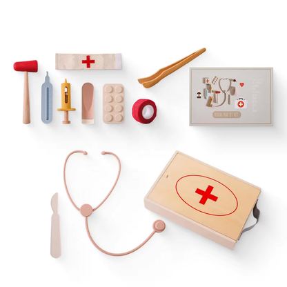 Wholesale Wooden Doctor Toy Set Simulation Medical Kit Toys Parent-child Game Role Pretend Play Toys for Kids Toddlers