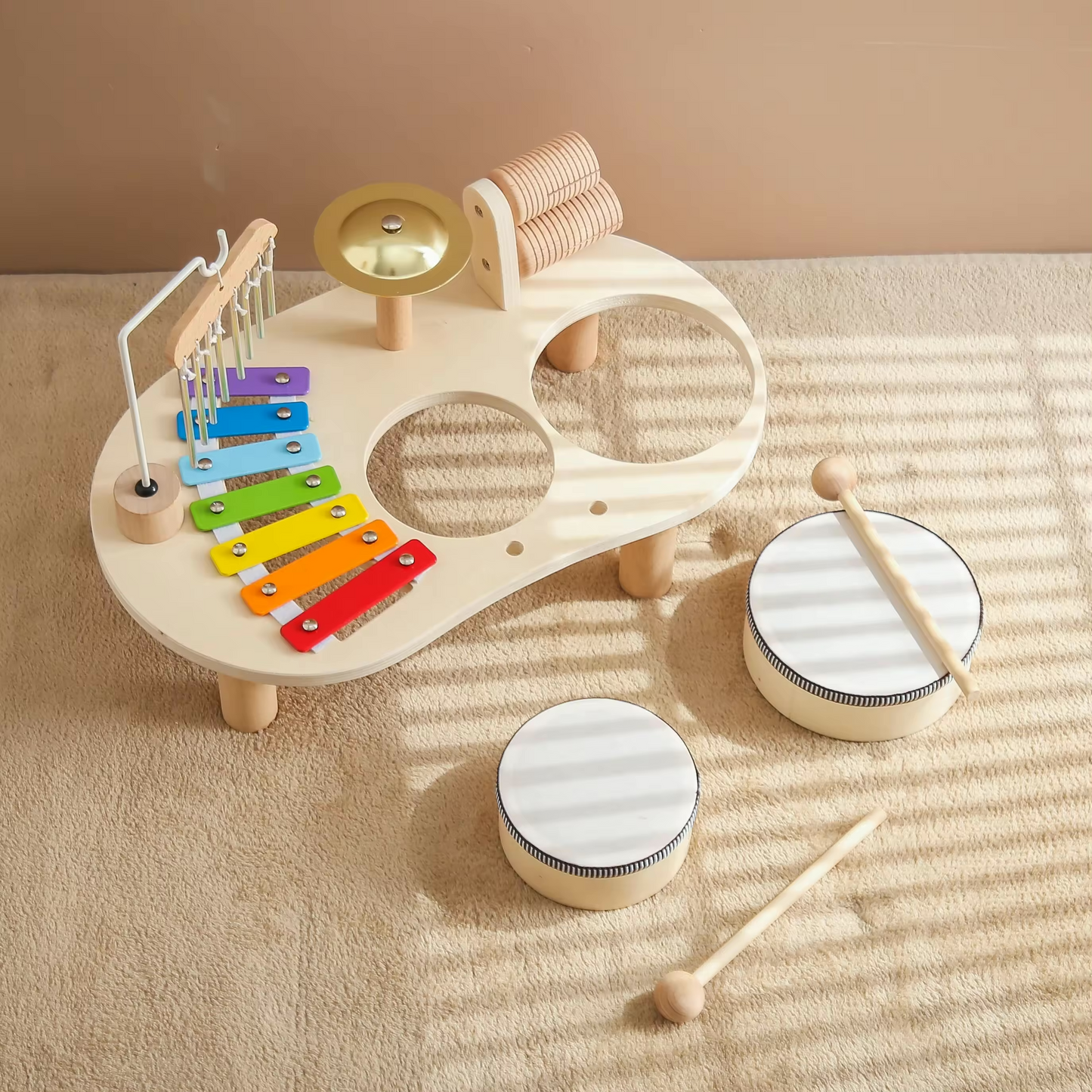 Wooden Multi-functional Musical Instrument Toys Kids Montessori Toys Early Learning Educational Toys for Children Toddlers