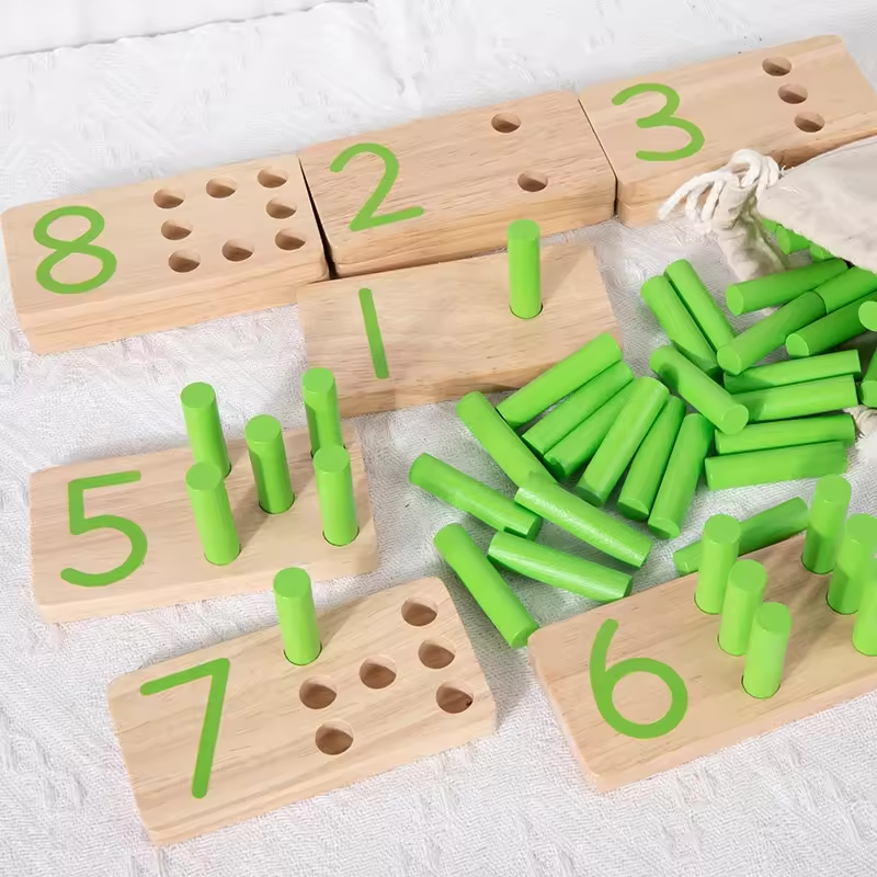 Wooden Number Cognition Toys Math Teaching Aids Kids Montessori Toys Preschool Early Learning Educational Toys for Baby Toddlers