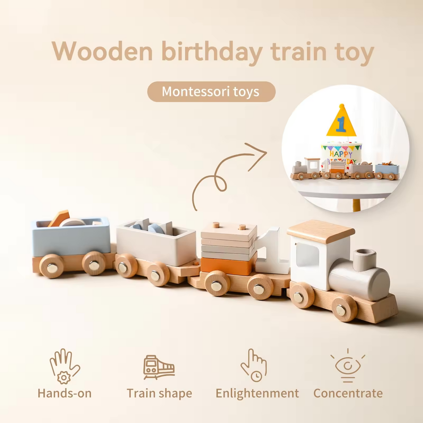 Wooden Train Toy Montessori Toys Early Educational Toys for Toddlers