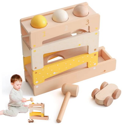 Wooden Knocking Running Ball Track Toys Kids Montessori Toys Preschool Early Learning Educational Toys for Toddlers