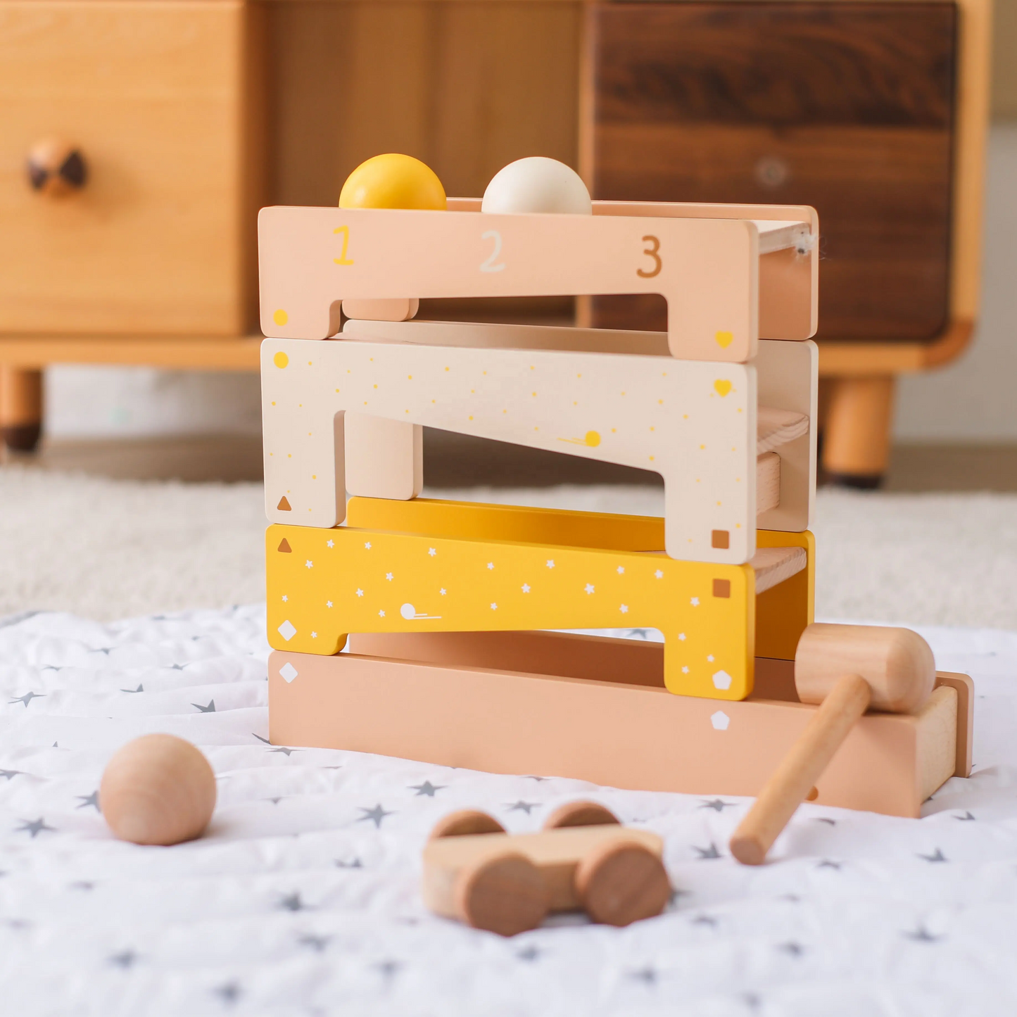 Wooden Knocking Running Ball Track Toys Kids Montessori Toys Preschool Early Learning Educational Toys for Toddlers